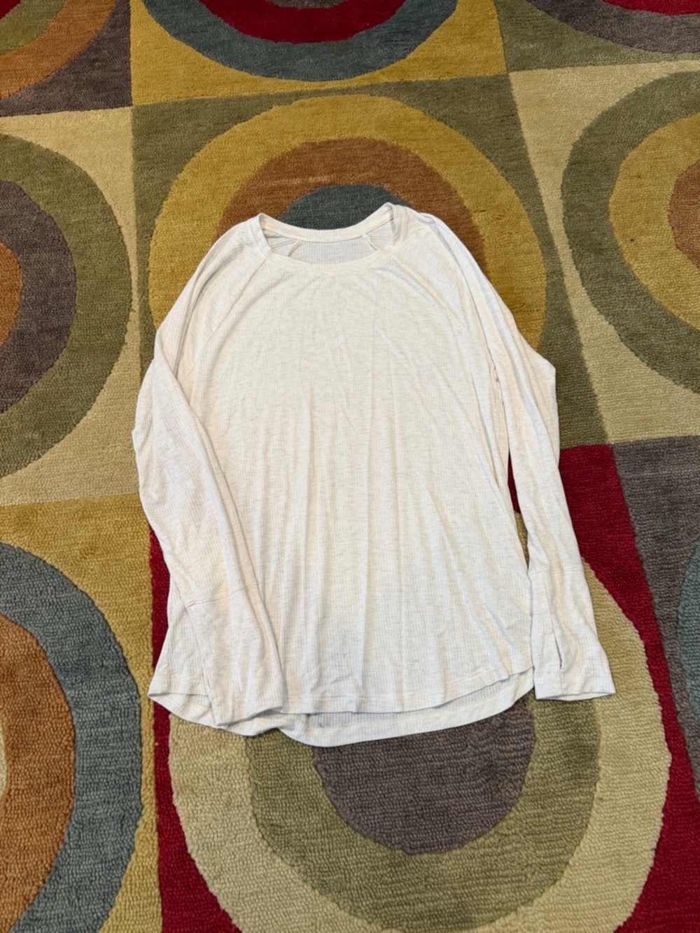 Offline by Aerie Oatmeal Ribbed Stretchy Soft Long Sleeve Tee Shirt Top Medium
